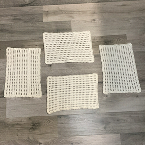 Hand Crafted Vintage Crochet Placemats Colour Winter White 16” x 11” Set of 4